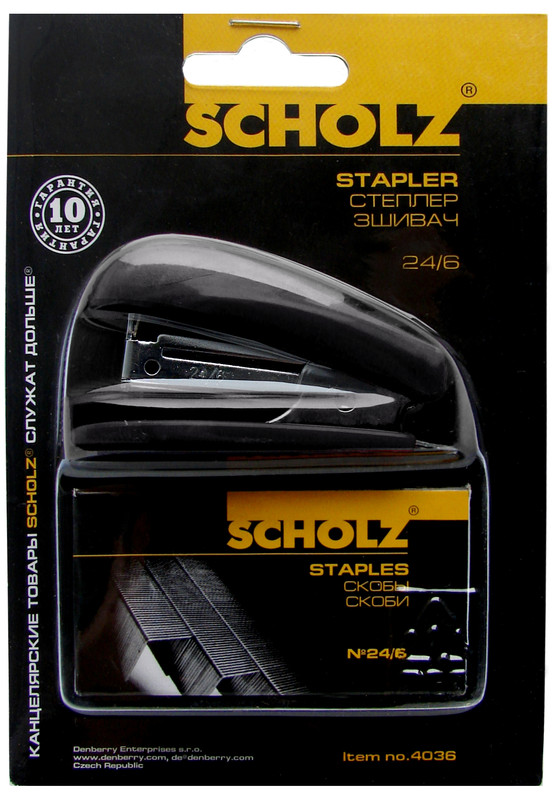 Степлер SCHOLZ (4036SCH), скоба №24/6, 20 арк., глибина скріплення 20мм, пластик